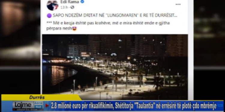 Video/ Durrës 2.8 milionë euro për rikualifikimin, Shëtitorja Taulantia në errësirë të plotë çdo mbrëmje
