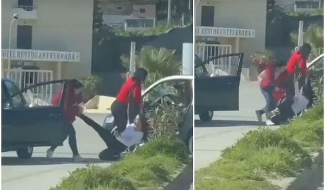Video/ Sherr mes vajzave tek Currilat në Durrës,  e nxjerr zvarrë nga makina dhe e godet me grushte