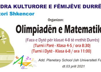 “Qendra Kulturore e Fëmijëve “organizon fazën e dytë të Olimpiadës së Matematikës