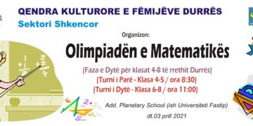 “Qendra Kulturore e Fëmijëve “organizon fazën e dytë të Olimpiadës së Matematikës